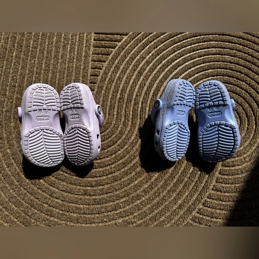 CROCS Bundle: 2 Kid Clog Waterproof Play Shoe Slip-On Light Purple C7 C8